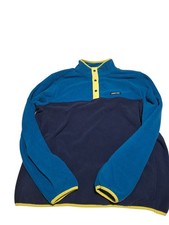 Lands End Heritage Fleece Snap-Neck Pullover Color Paradise Teal Navy L