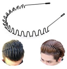 Metal Hair Band for Men Headband Women Bands Unisex Black Wavy Spring Outdoor