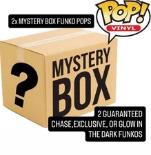FUNKO POP! MYSTERY BOX GUARANTEED 2 CHASE, GLOW,or EXCLUSIVE (2 pcs) +PROTECTORS