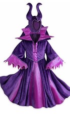 Disney Store Maleficent Costume Girls 9/10 Dress/Gown Collar with Horns New Tags