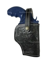 357 MAGNUM LEATHER HOLSTER OPEN BOTTOM OWB TACTICAL CARRY FLORAL TOOLED