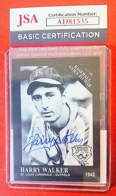 1995 Conlon Collection #1347 Harry Walker Signed Card St. Louis Cardinals
