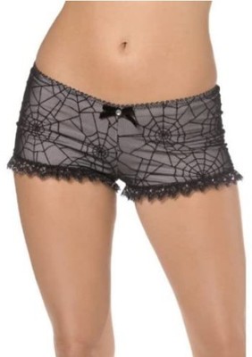Schwarz Rüschen Spinnennetz Slips Größe L 16-18 Jungen Shorts Halloween Hose Neu