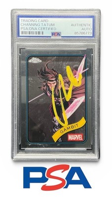 Channing Tatum Signed 2025 Topps Chrome Marvel Base Gambit Card PSA Slab Encaps