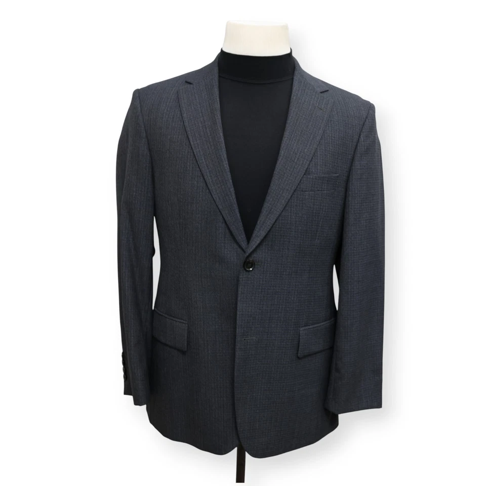 HUGO BOSS Hombre Gris Patrón 100% LANA Abrigo Deportivo Traje Chaqueta Blazer 40 S Foto 2 de 4