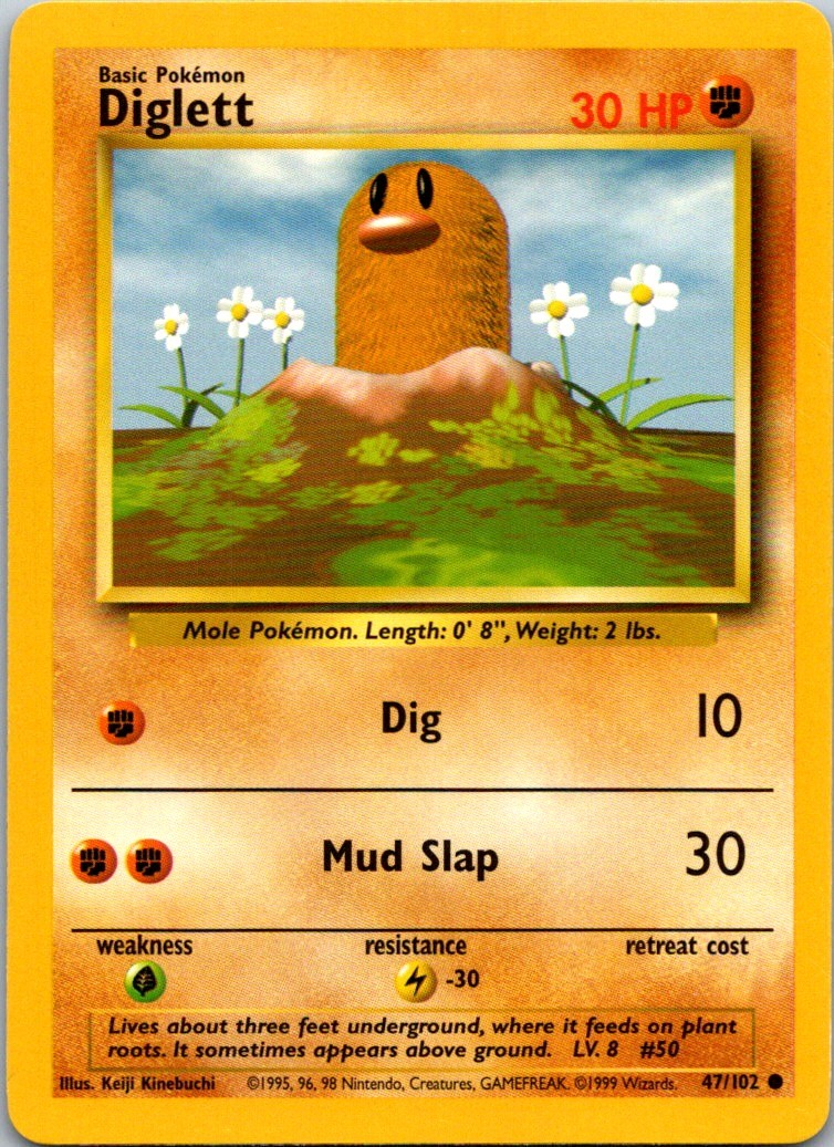 Diglett Common Base Set 047/102 NM