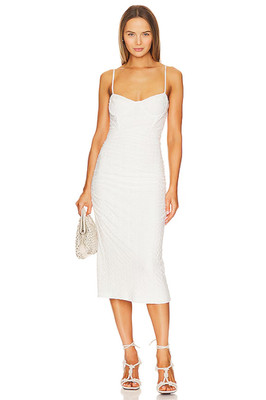 JONATHAN SIMKHAI STANDARD Moira Bustier Midi Dress in White XS NWT $445