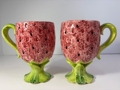 Arnart Creation Watermelon Pedestal Mug Cup Japan 5  Tall (Set of 2 Mugs)