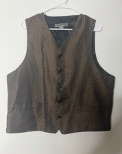 Le Collezioni Structure Men's Formal Vest Waistcoat L Brown/Black Geometric