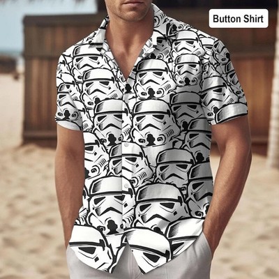 Disney Star Wars Stormtrooper Face Galaxy's Edge Father's Day Hawaiian Shirt