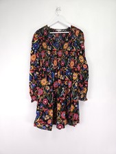 Boden Dress Size 14 Tall Floral Cotton Smocked Bodice Short Mini Boho Summer