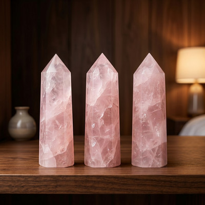 Rose Quartz Crystal Point Tower Genuine Pink Stone Obelisk For Love Self-Care 3''