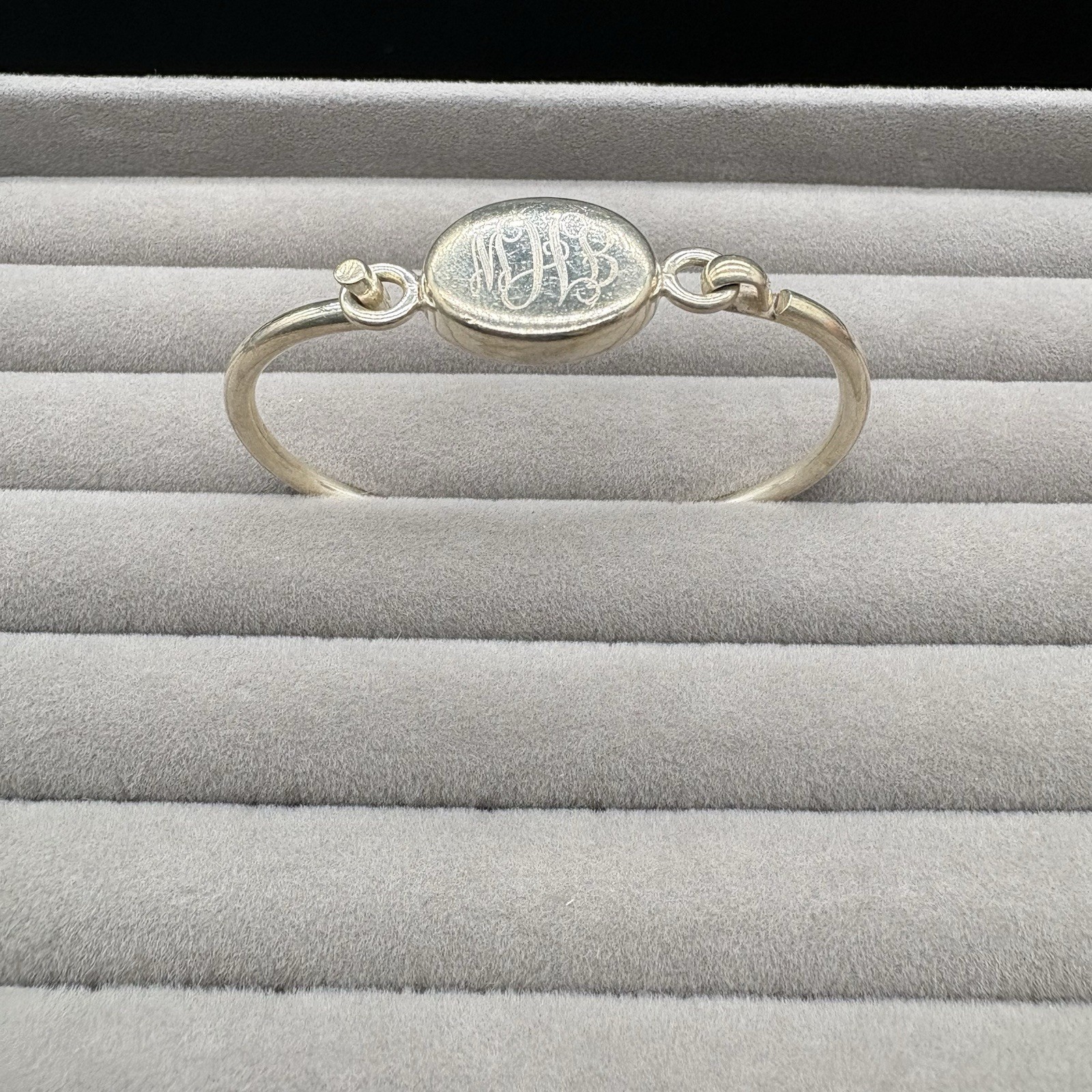 Vintage Mexico Sterling Silver 925 Monogram Hinged Bracelet Preowned