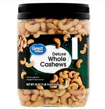 Great Value Deluxe Whole Cashews, 30 oz