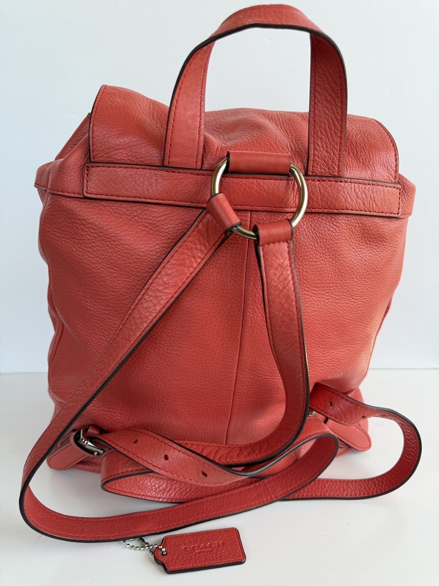 Coach Billie Rucksack Turnlock Red Pebbled Leather Women display picture 2