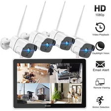 Outdoor Wireless Security Camera System CCTV WiFi Cameras with Monitor NVR HDD