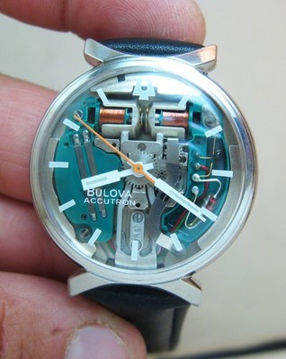 RARE SERVICED 214H ACCUTRON SPACEVIEW STAINLESS STEEL TUNING FORK MEN'S WATCH M6