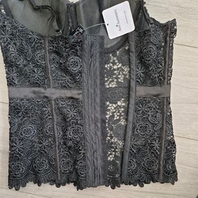BNWT Vintage Ann Summers Black Embroidered Willa Corset Size 6-8 