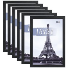 VCK 16x24 Poster Frames Black Set of 6, Wide Border Wood Picture Frame, Multi...