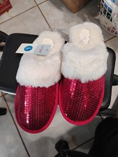 Cat Jack Girls Lane Sequin Scuff Slippers 91309320 Red L 4-5