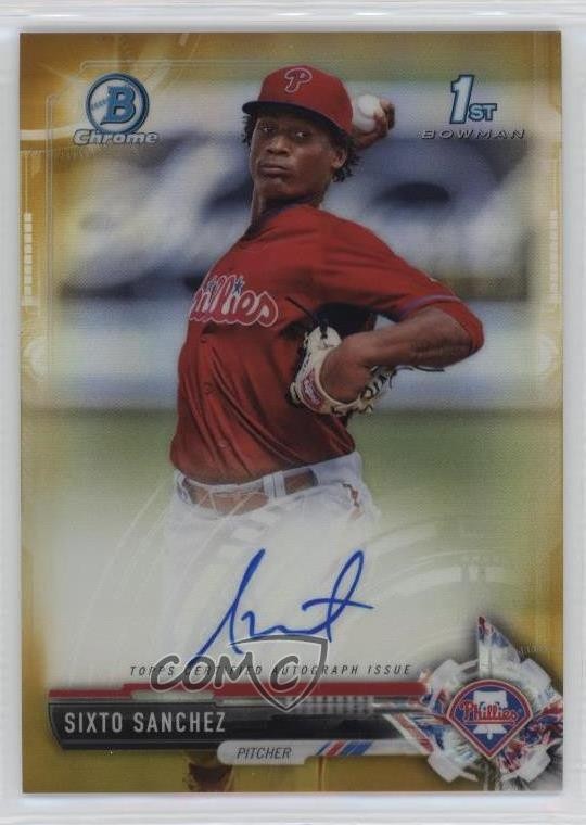 2017 Bowman Chrome Prospect Gold Refractor 4/50 Sixto Sanchez #CPA-SS Auto 0rm0