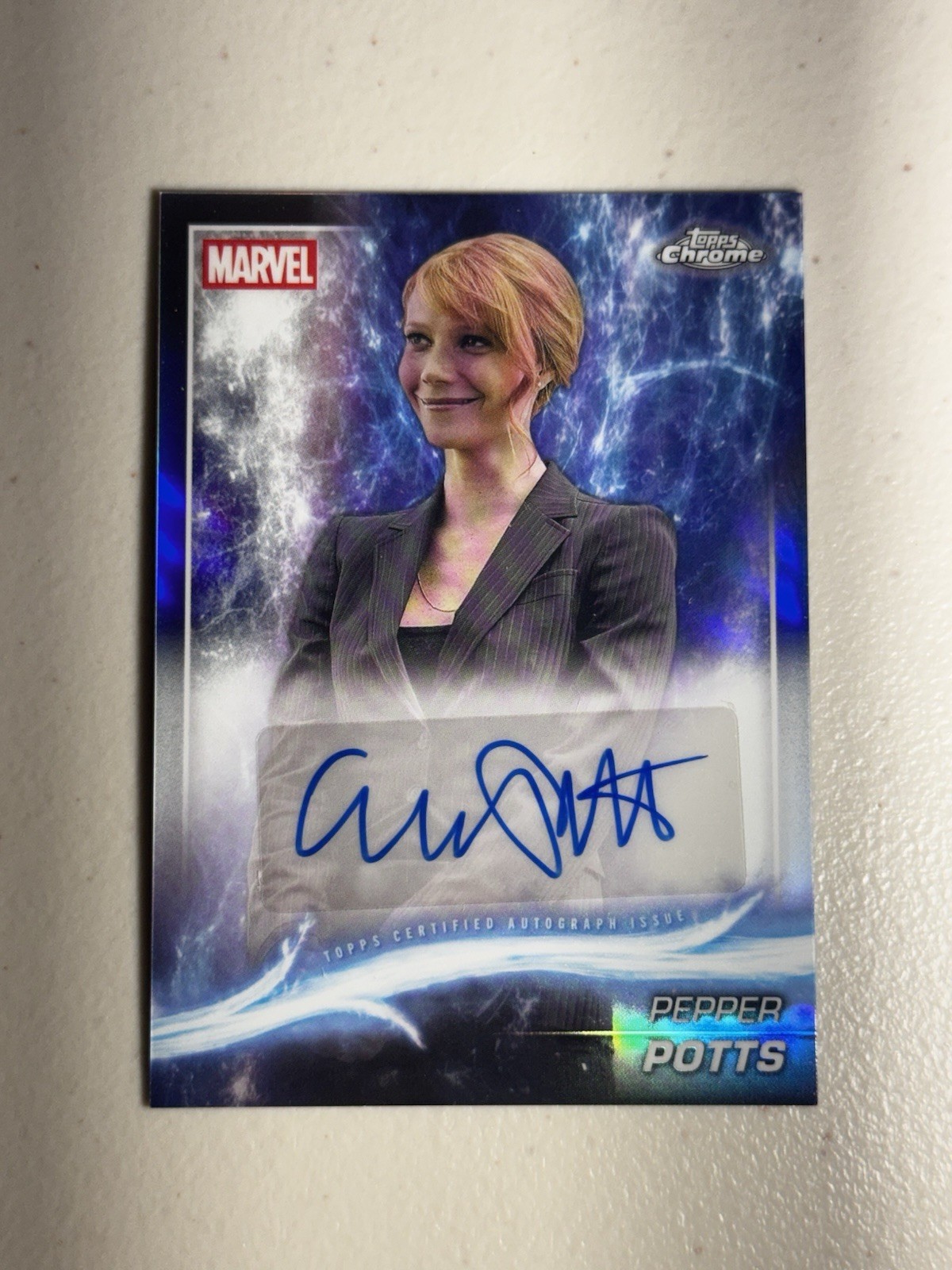 Gwyneth Paltrow as Pepper Potts #AA-GP Marvel 2025 Topps Chrome Studios Autograph trading card — raw and PSA graded price guide
