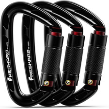 UIAA Certified 25KN Auto Locking Climbing Carabiner Clips, Twist Lock, and Heavy