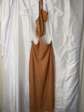 Windsor Women’s Rust Halter Bodycon Dress Ribbed Knit Midi Going Out