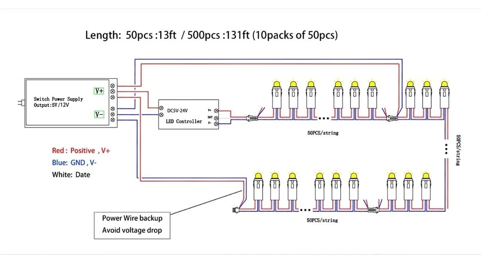 500PC DC5V WS2811 LED Pixels Light 12mm Individually Addressable RGB Digital - Image 2 of 4