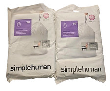 Simplehuman Code M Custom Fit Drawstring Trash Bags White 2 Packs 40 Ct 45L