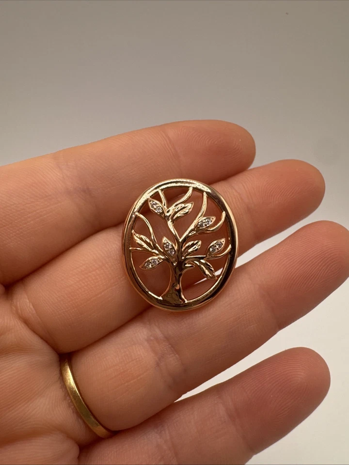 Colgante de oro laminado de 14 quilates/oro rosa relleno árbol de la vida con sello 585RG regalo Foto 2 de 4