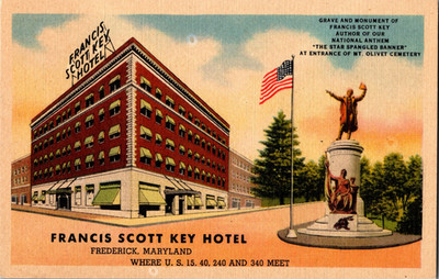 Vintage Postcard  Francis Scott Key Hotel Frederick Maryland Linen