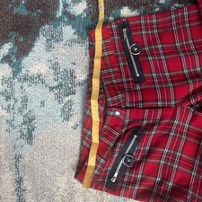 Btw Lip Service Red and black plaid goth pants y2k