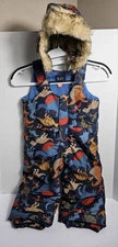The Children Place Snow Bib Pants And Hat  Dinosaur Prints Blue 18 / 24 Months