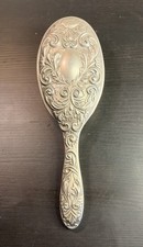 Silver Plate Ornate Vanity Brush Art Nouveau Style Nylon Bristles