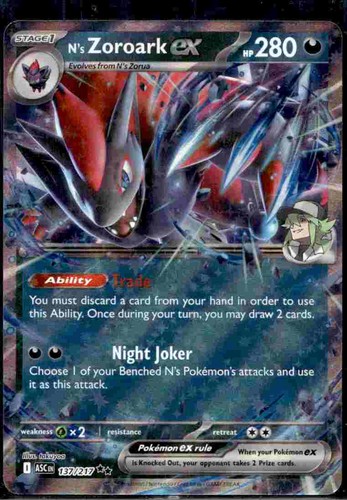 N's Zoroark ex 137/217 Double Rare Ascended Heroes Pokemon Holo Near Mint