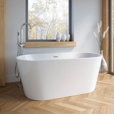 Freestanding Double Ended Bath Luxury Acrylic Bathtub & Waste White 1500x720mm