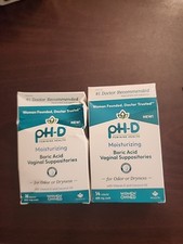 2  pH-D Feminine Health Boric Acid Vaginal Suppositories 600mg 14Ct