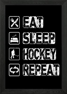 Eat Sleep Hockey Repeat Gerahmtes Wandbild Poster Leinwanddruck Bild
