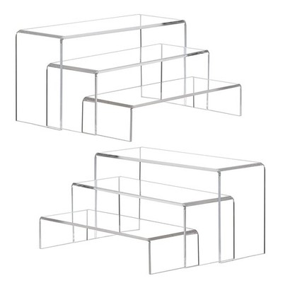 ANDGOO 2 Sets Large Acrylic Risers, Clear Rectangular Showcase Collectibles Disp