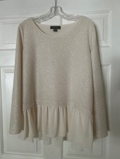 Karen Kane Womens Sparkle Knit Sweater with C...