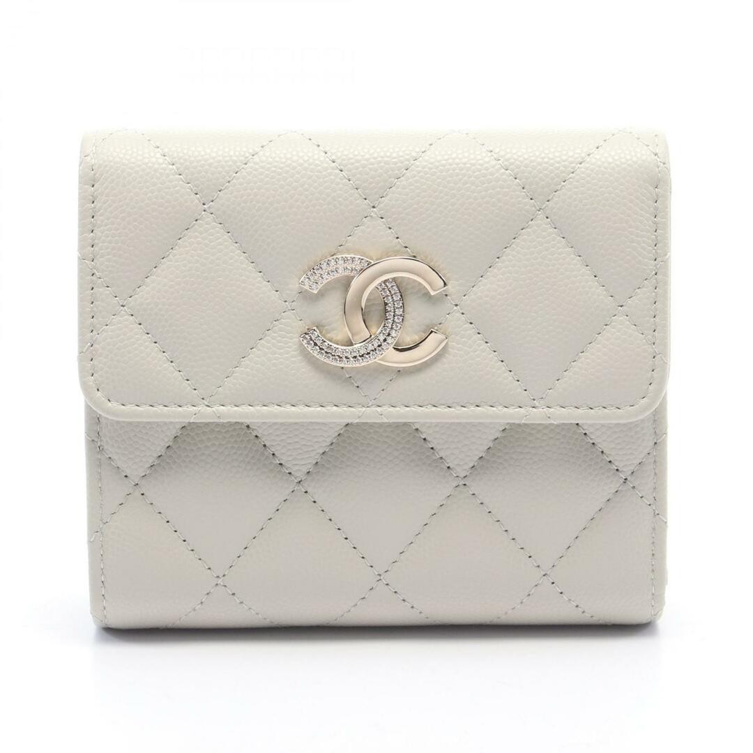 Chanel Matelasse Small Flap Tri-Fold Wallet in Caviar Leather