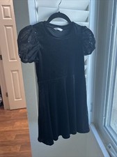Nave Velvet Dress Girls 8-9 Years Puff Sleeves M S