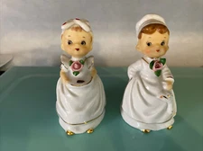 Vintage Japan Ceramic Bells Maid & Chef Boy Girl