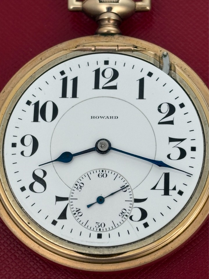 Montre De Poche Howard Série O 23 Rubis - Fabrication USA 1915, Boîtier Or Rempli, état Très Bon (occasion)