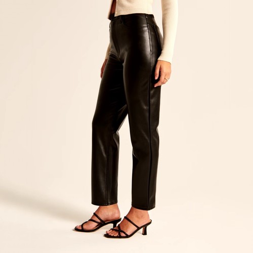 NWT Abercrombie & Fitch Women’s 20 Curve Love Vegan Leather Ankle Straight Pant - Picture 12 of 12