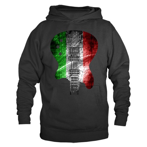 Gitarrenkörper Flagge Mexiko Musik Band Grafik Hoodie - Bild 3 von 10