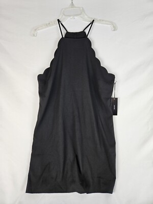 NWT Lulu's Endlessly Endearing Black Scallop Halter High Neck Black Dress  Large | eBay