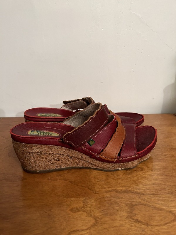 EL NATURALISTA red wedge slip on sandals Strap mules size 11 42