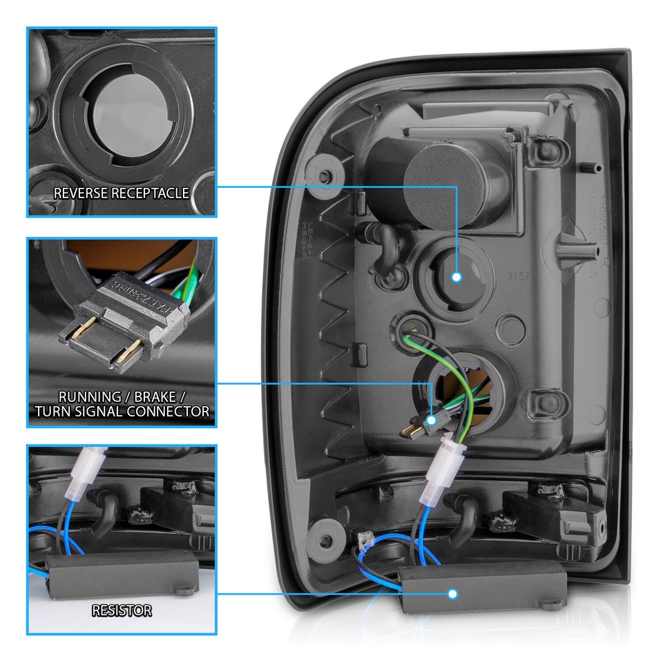 Purchase 1993-1997 FORD RANGER BLACK HOUSING CLEAR ALTEZZA TAIL LIGHTS REAR LAMP In Walnut